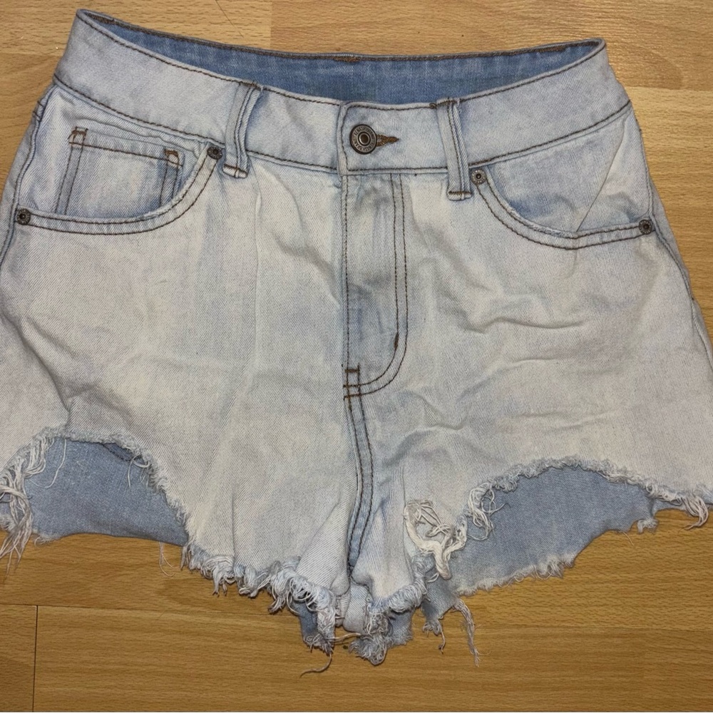 Rewash Blue Jean Shorts with Distressed Frayed Hem